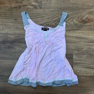 Rene Rafe Sleepwear Cami Tank Top Womens M Pink Floral Babydoll Lace Trim